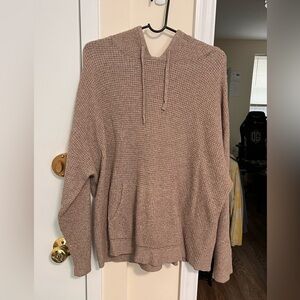 Aerie Tan Hooded Sweater with Textured Knit